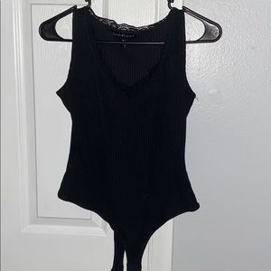 Black lace trim body suit